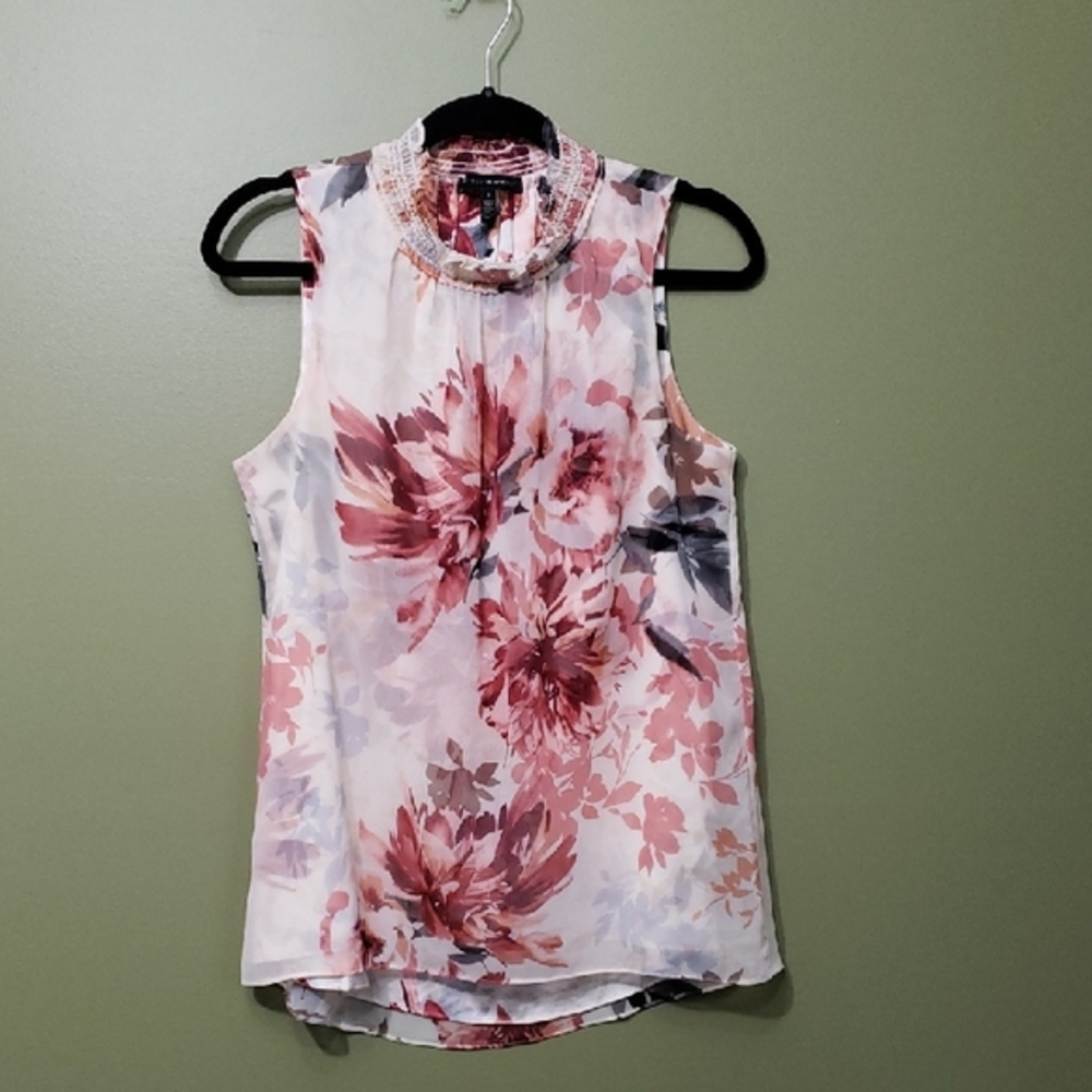 Chiffon-like Overlay Floral Tank